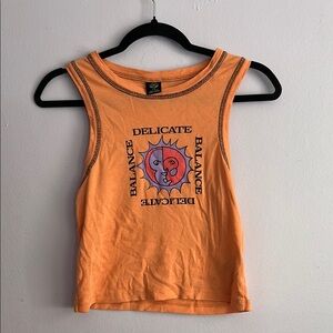 Urban Outfitters Orange Crop Graphic Tank Top